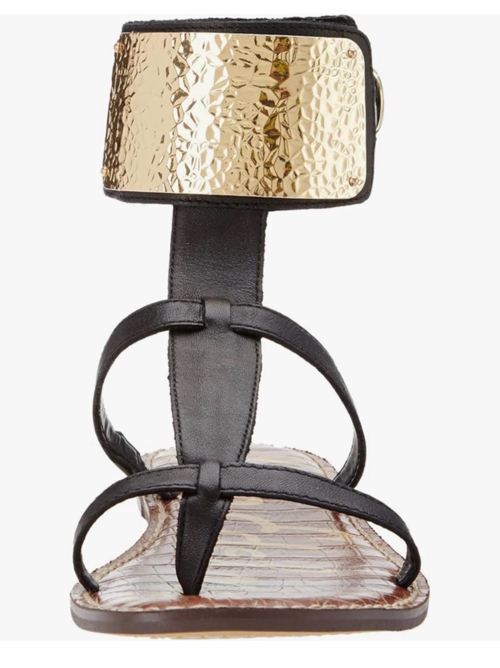 Sam Edelman Black and Gold Leather Gladiator Sandals